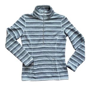REI Gray White Striped Half-Zip Pullover Sweater XS